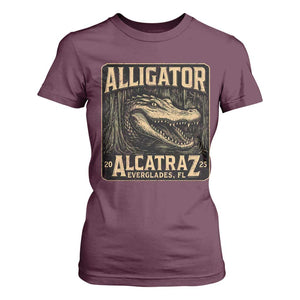 Funny Alligator Alcatraz T Shirt For Women Florida Everglades Alligatraz Meme 2025 TS11 Maroon Print Your Wear