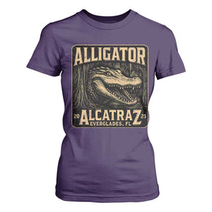 Funny Alligator Alcatraz T Shirt For Women Florida Everglades Alligatraz Meme 2025 TS11 Purple Print Your Wear