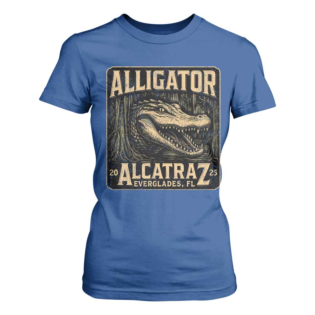 Funny Alligator Alcatraz T Shirt For Women Florida Everglades Alligatraz Meme 2025 TS11 Royal Blue Print Your Wear