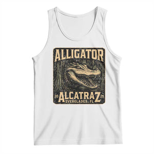 Funny Alligator Alcatraz Tank Top Florida Everglades Alligatraz Meme 2025 TS11 White Print Your Wear