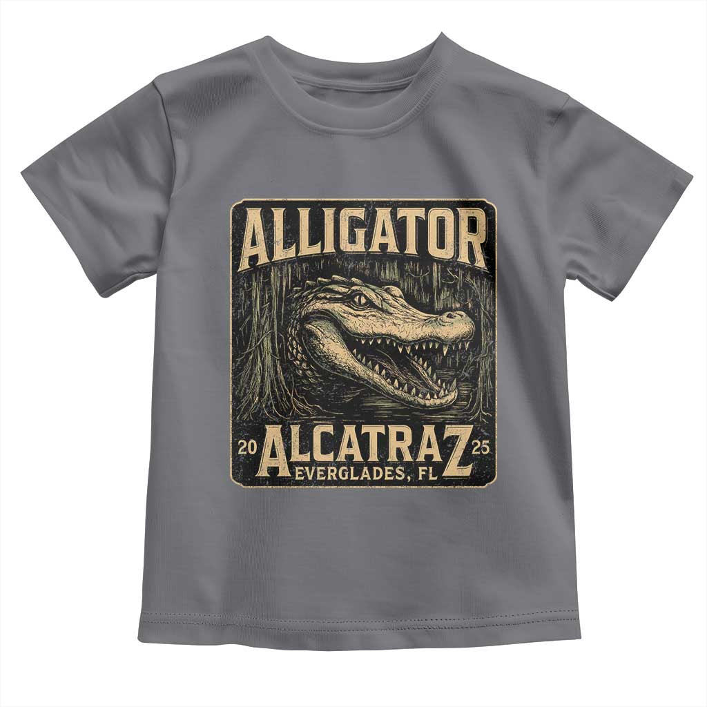 Funny Alligator Alcatraz Toddler T Shirt Florida Everglades Alligatraz Meme 2025 TS11 Charcoal Print Your Wear