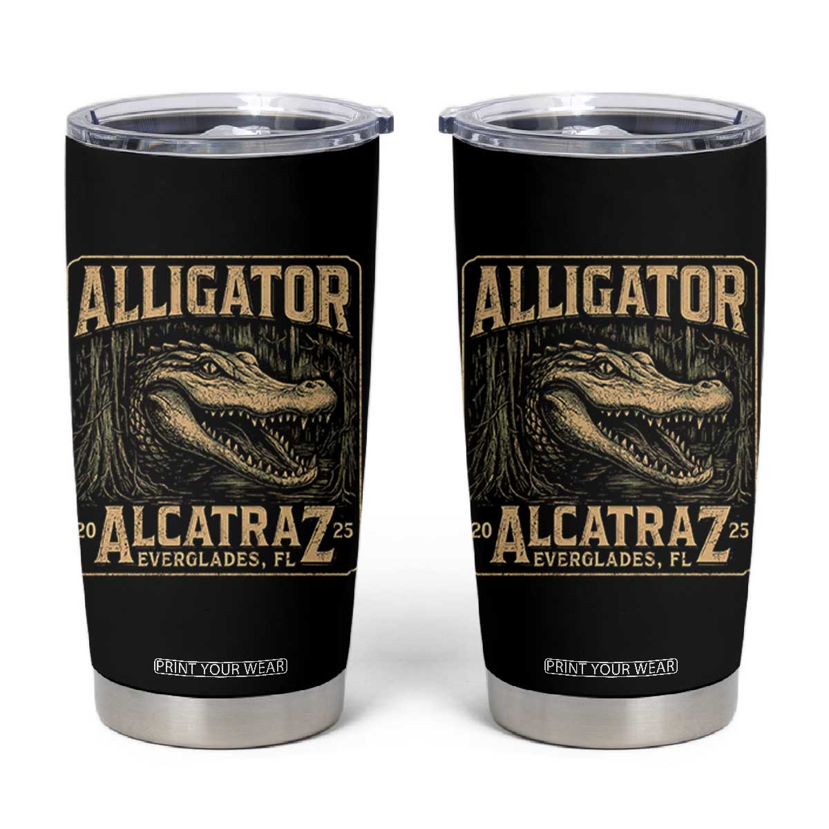 Funny Alligator Alcatraz Tumbler Cup Florida Everglades Alligatraz Meme 2025 TS11 Black Print Your Wear