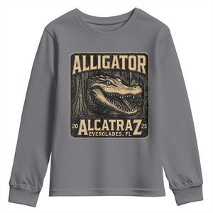 Funny Alligator Alcatraz Youth Sweatshirt Florida Everglades Alligatraz Meme 2025 TS11 Charcoal Print Your Wear