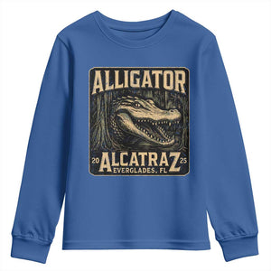 Funny Alligator Alcatraz Youth Sweatshirt Florida Everglades Alligatraz Meme 2025 TS11 Royal Blue Print Your Wear