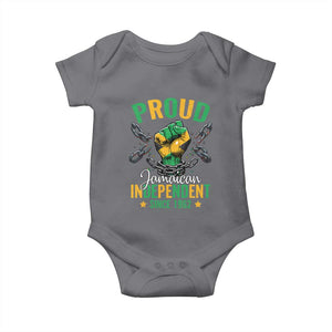Jamaica Independence Day Baby Onesie Proud Jamaican Hand Fist Break The Chain TS11 Charcoal Print Your Wear