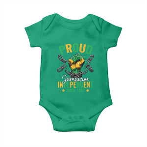 Jamaica Independence Day Baby Onesie Proud Jamaican Hand Fist Break The Chain TS11 Irish Green Print Your Wear