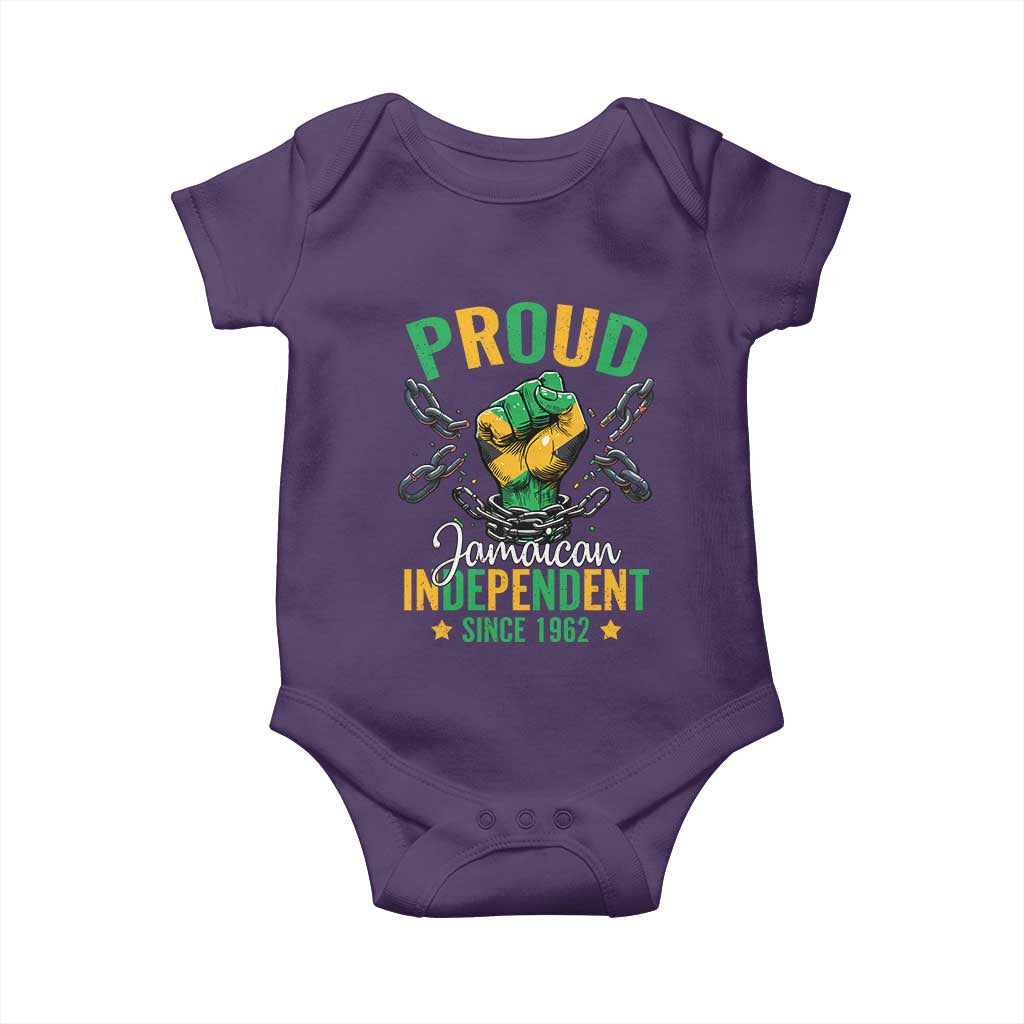 Jamaica Independence Day Baby Onesie Proud Jamaican Hand Fist Break The Chain TS11 Purple Print Your Wear