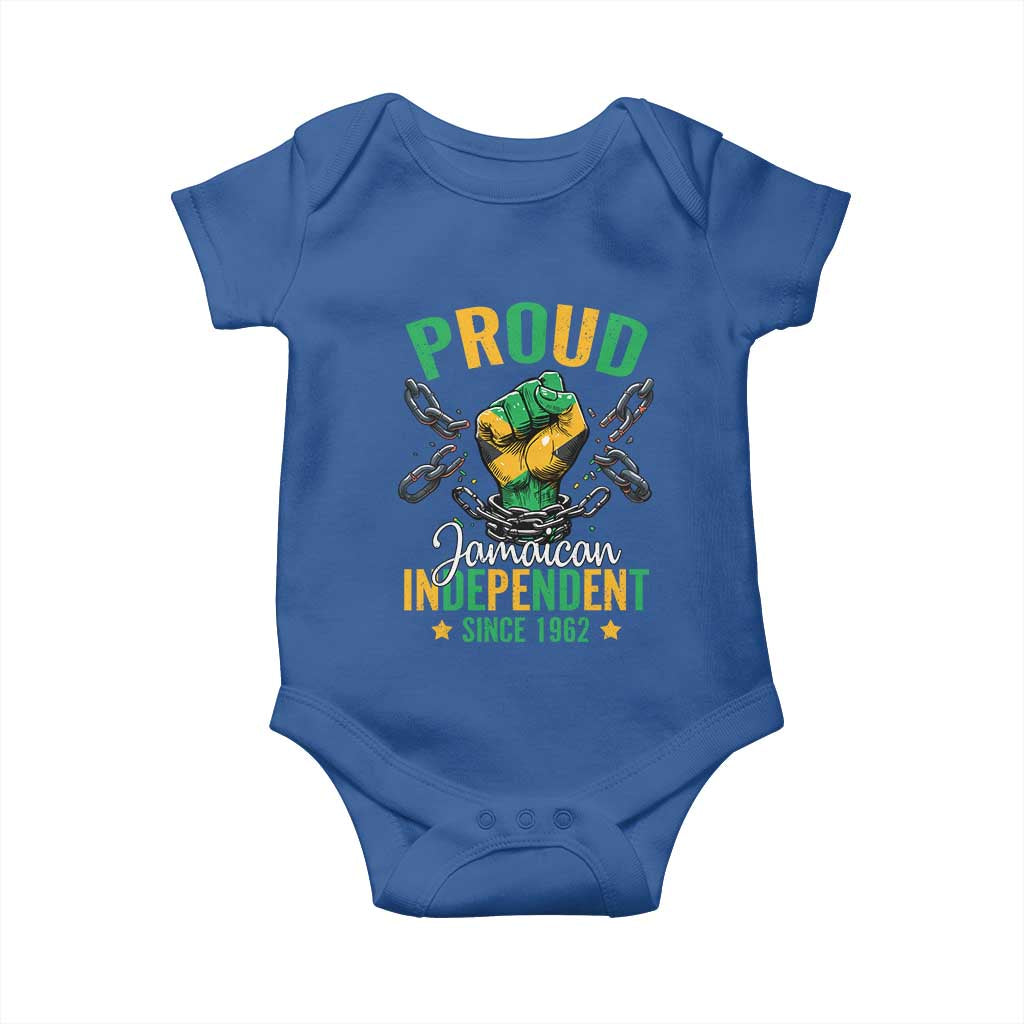 Jamaica Independence Day Baby Onesie Proud Jamaican Hand Fist Break The Chain TS11 Royal Blue Print Your Wear