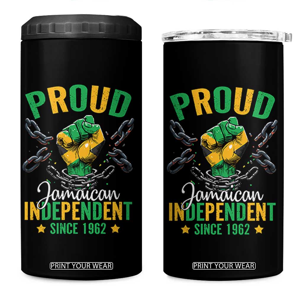Jamaica Independence Day 4 in 1 Can Cooler Tumbler Proud Jamaican Hand Fist Break The Chain TS11 One Size: 16 oz Black Print Your Wear