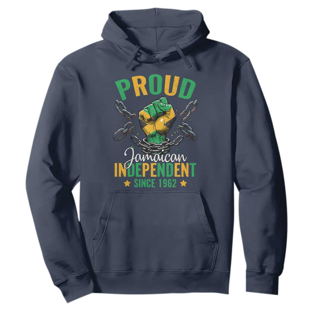 Jamaica Independence Day Hoodie Proud Jamaican Hand Fist Break The Chain TS11 Navy Print Your Wear