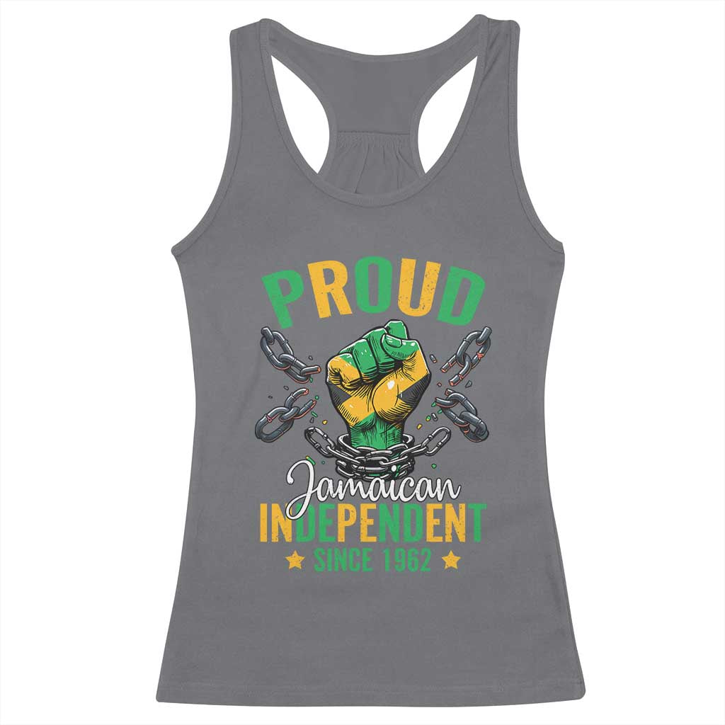 Jamaica Independence Day Racerback Tank Top Proud Jamaican Hand Fist Break The Chain TS11 Charcoal Print Your Wear