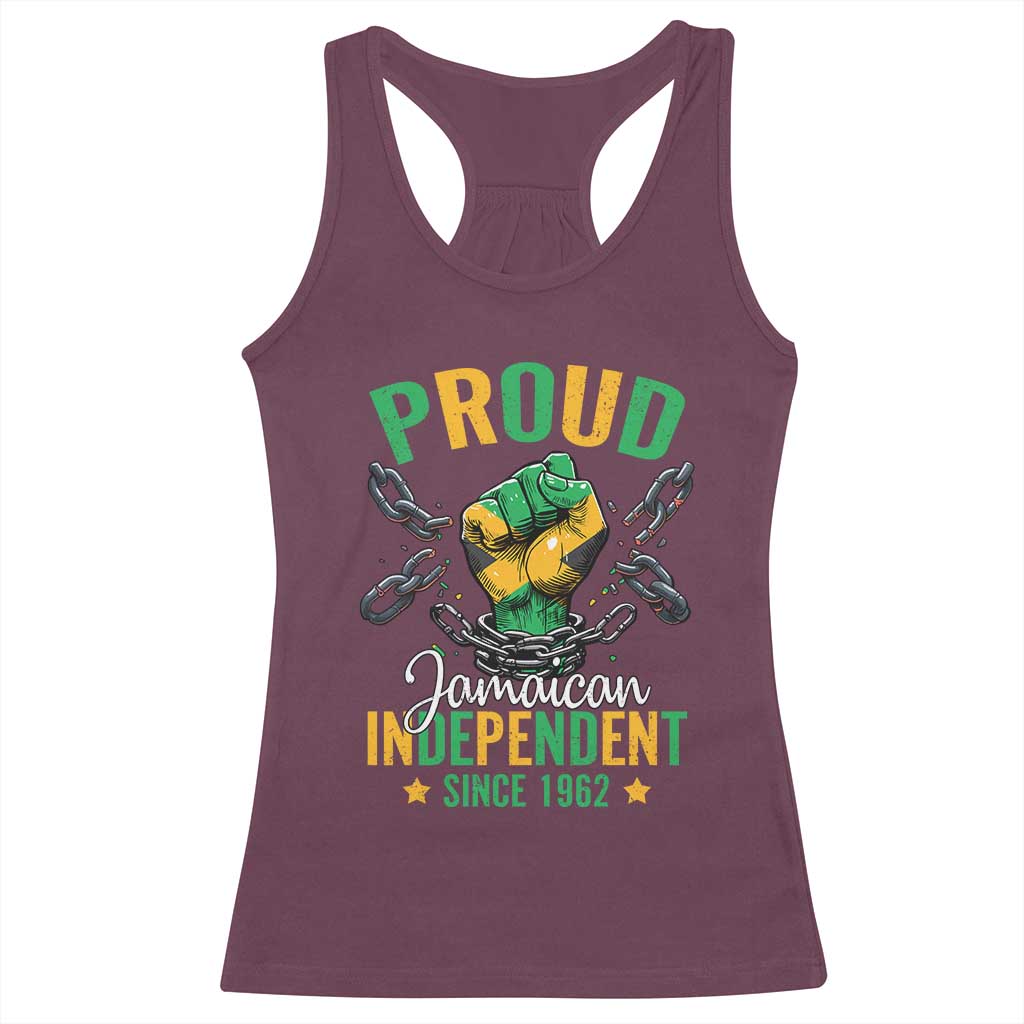 Jamaica Independence Day Racerback Tank Top Proud Jamaican Hand Fist Break The Chain TS11 Maroon Print Your Wear