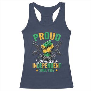 Jamaica Independence Day Racerback Tank Top Proud Jamaican Hand Fist Break The Chain TS11 Navy Print Your Wear