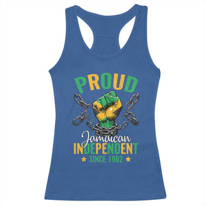 Jamaica Independence Day Racerback Tank Top Proud Jamaican Hand Fist Break The Chain TS11 Royal Blue Print Your Wear