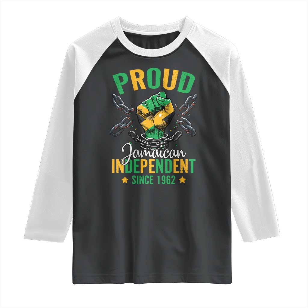 Jamaica Independence Day Raglan Shirt Proud Jamaican Hand Fist Break The Chain TS11 Black White Print Your Wear