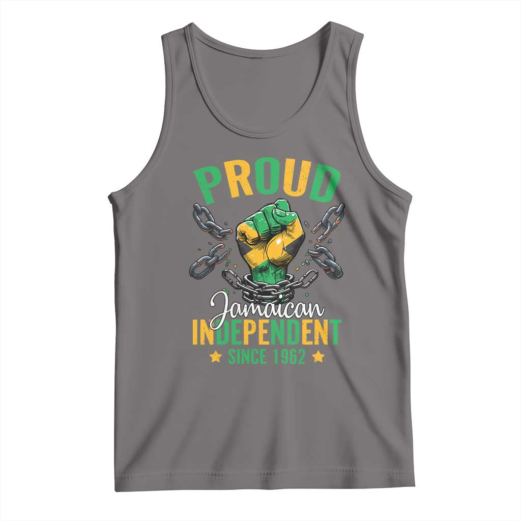 Jamaica Independence Day Tank Top Proud Jamaican Hand Fist Break The Chain TS11 Deep Heather Print Your Wear