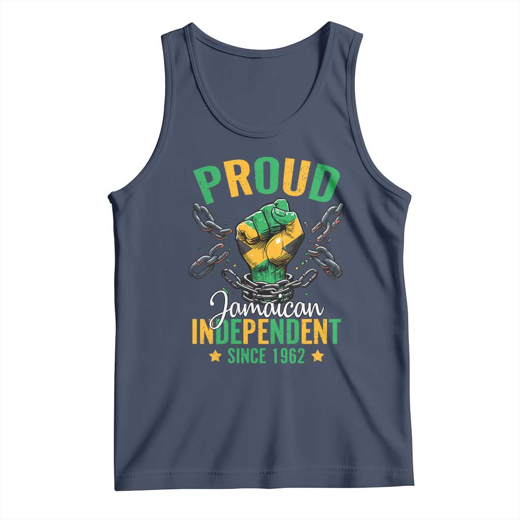 Jamaica Independence Day Tank Top Proud Jamaican Hand Fist Break The Chain TS11 Navy Print Your Wear