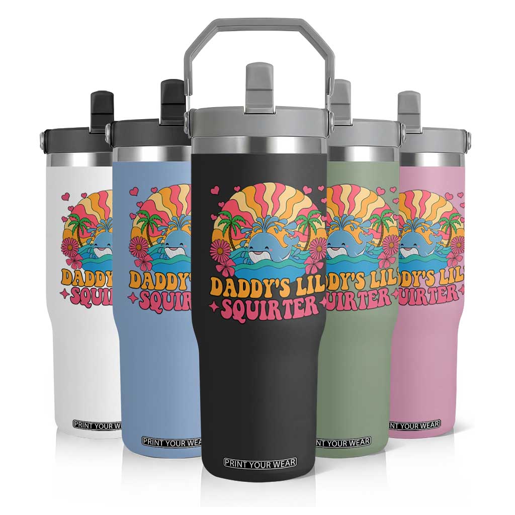 Funny Daddys Lil Squirter Flip Straw Tumbler Inappropriate Adult Humor Squirting Whale TS11 Print Your Wear