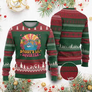 Funny Daddys Lil Squirter Ugly Christmas Sweater Inappropriate Adult Humor Squirting Whale TS11 Red Green Print Your Wear
