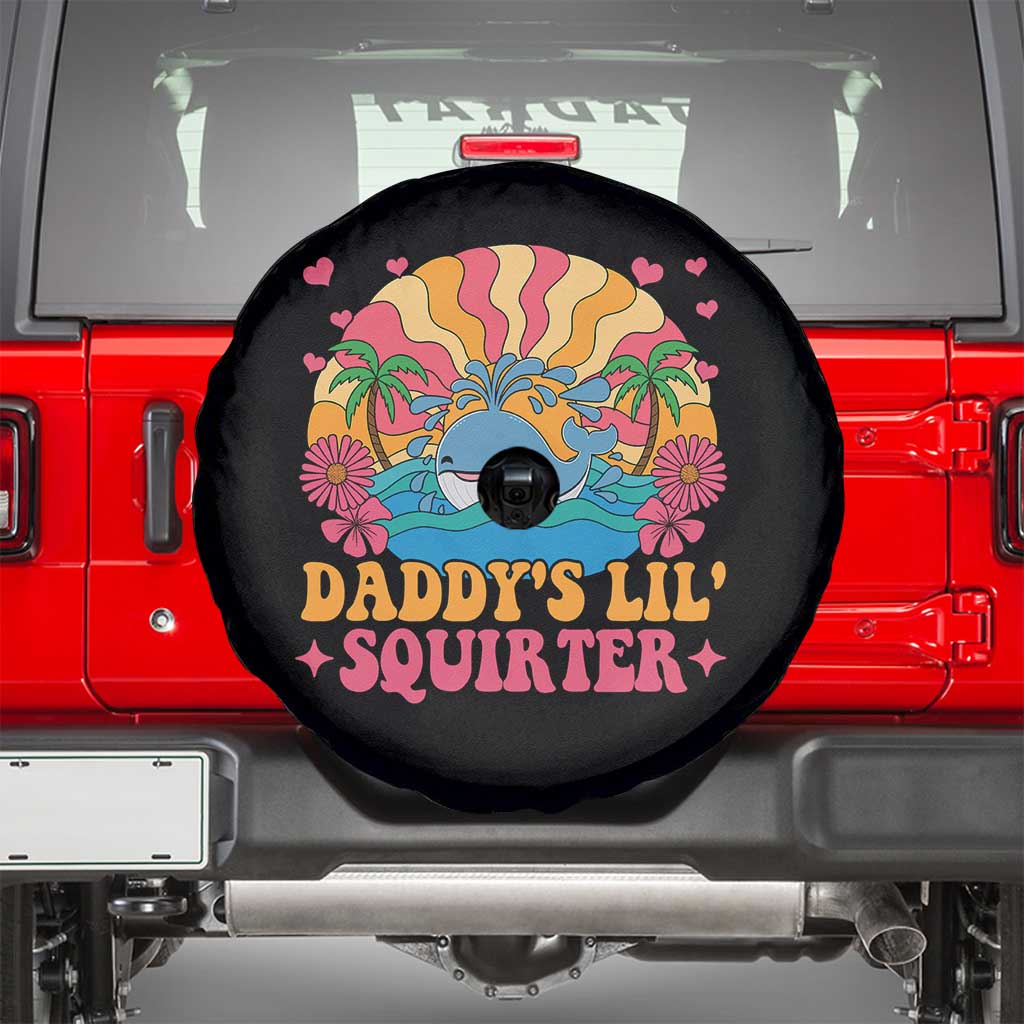 Funny Daddys Lil Squirter Spare Tire Cover Inappropriate Adult Humor Squirting Whale TS11 Black Print Your Wear