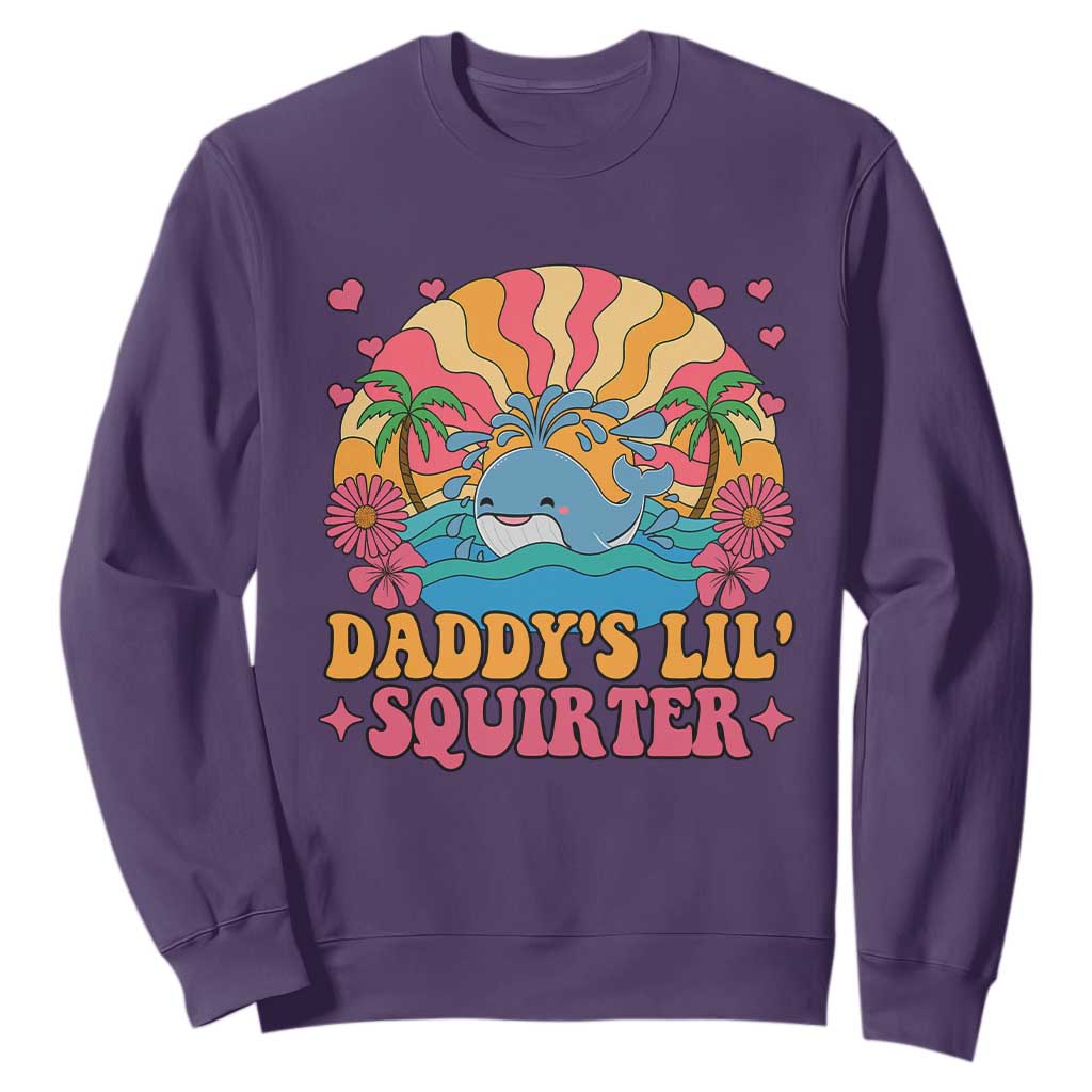 Funny Daddys Lil Squirter Sweatshirt Inappropriate Adult Humor Squirting Whale TS11 Purple Print Your Wear