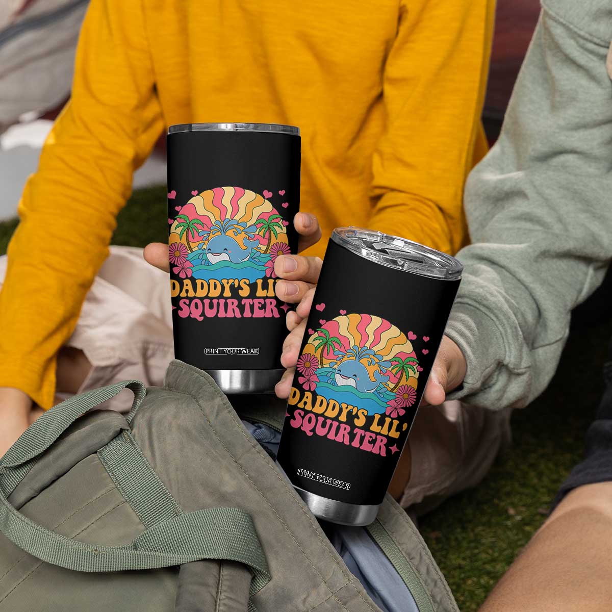 Funny Daddys Lil Squirter Tumbler Cup Inappropriate Adult Humor Squirting Whale TS11 Print Your Wear