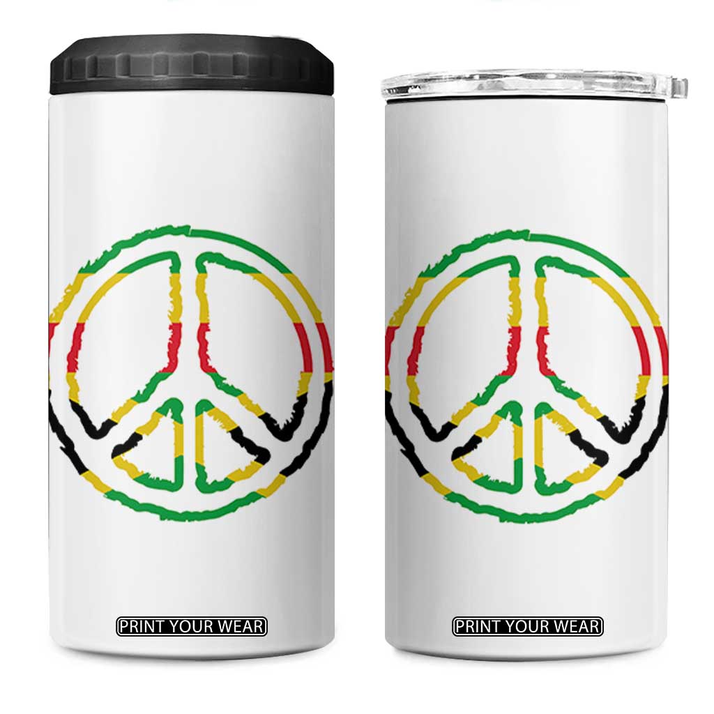 Rasta Jamaican Flag Peace Symbol Reggae 4 in 1 Can Cooler Tumbler TS11 One Size: 16 oz White Print Your Wear