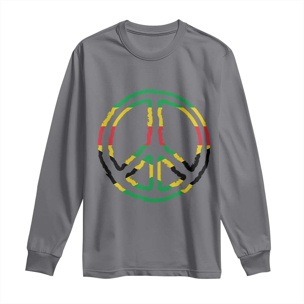Rasta Jamaican Flag Peace Symbol Reggae Long Sleeve Shirt TS11 Charcoal Print Your Wear