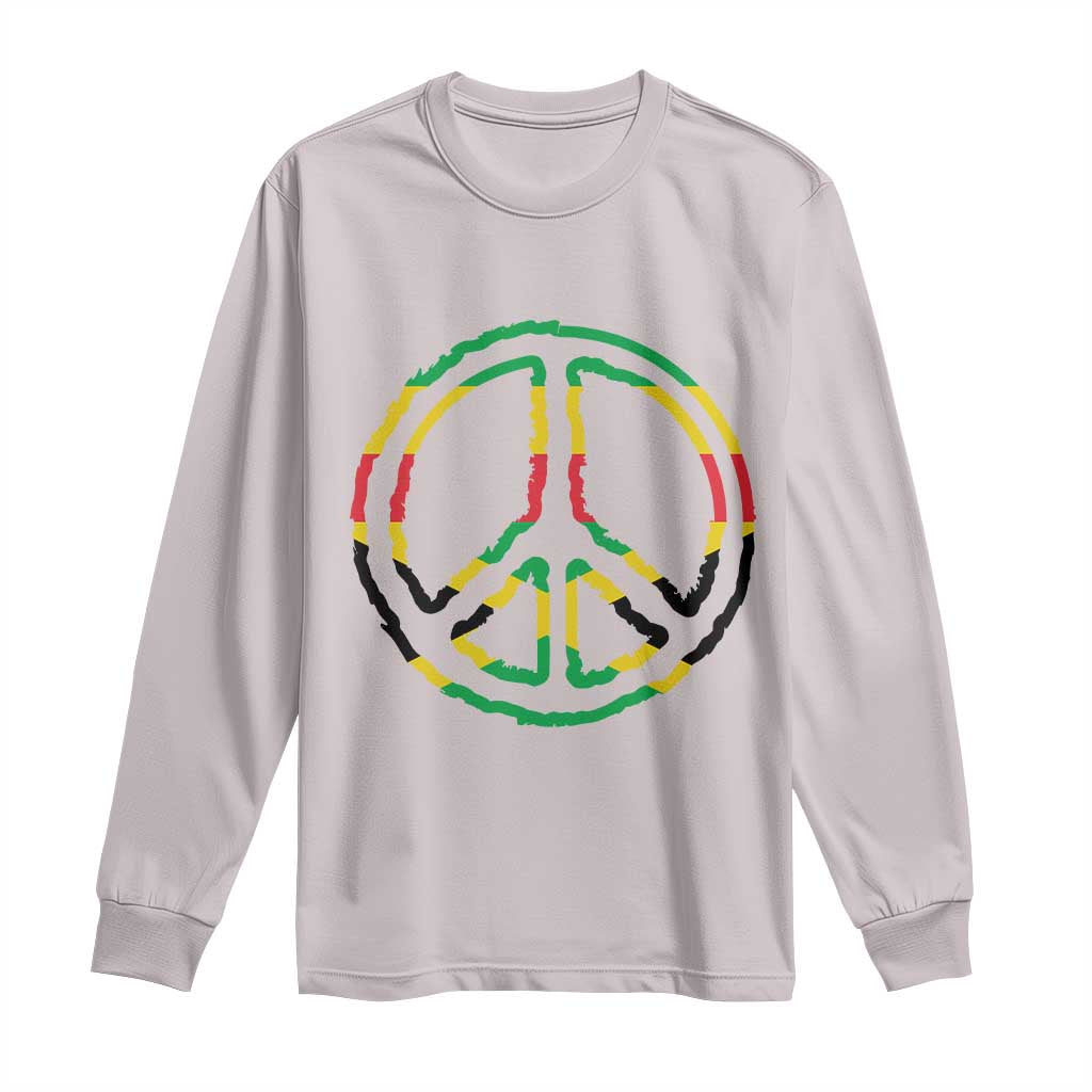 Rasta Jamaican Flag Peace Symbol Reggae Long Sleeve Shirt TS11 Ice Gray Print Your Wear