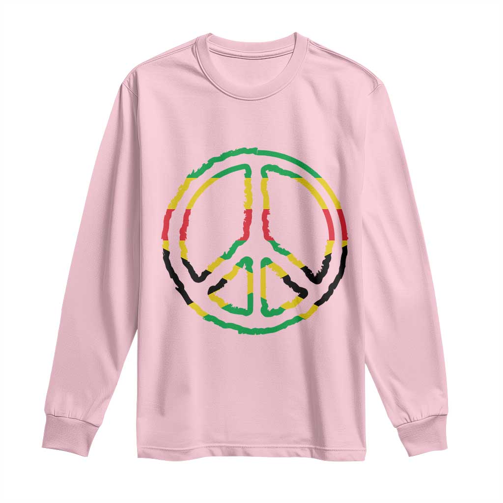 Rasta Jamaican Flag Peace Symbol Reggae Long Sleeve Shirt TS11 Light Pink Print Your Wear