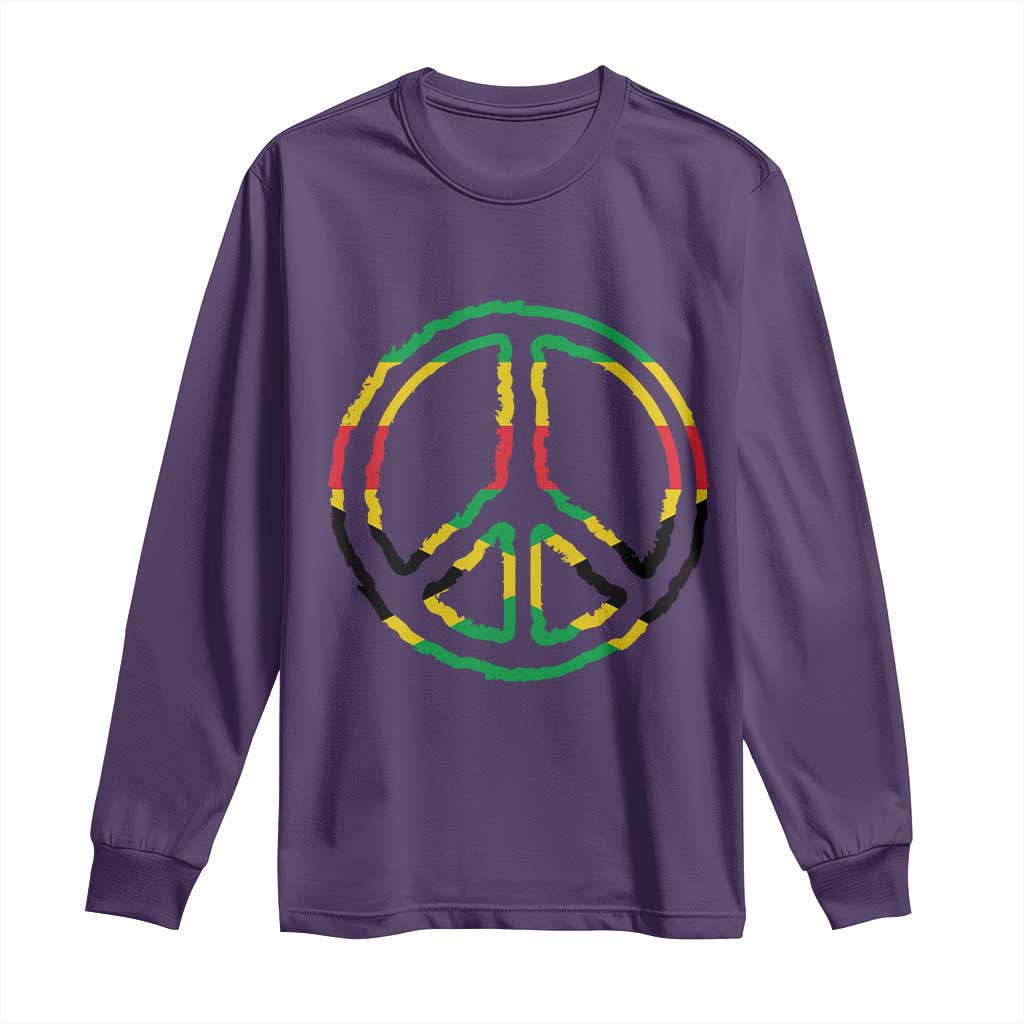 Rasta Jamaican Flag Peace Symbol Reggae Long Sleeve Shirt TS11 Purple Print Your Wear
