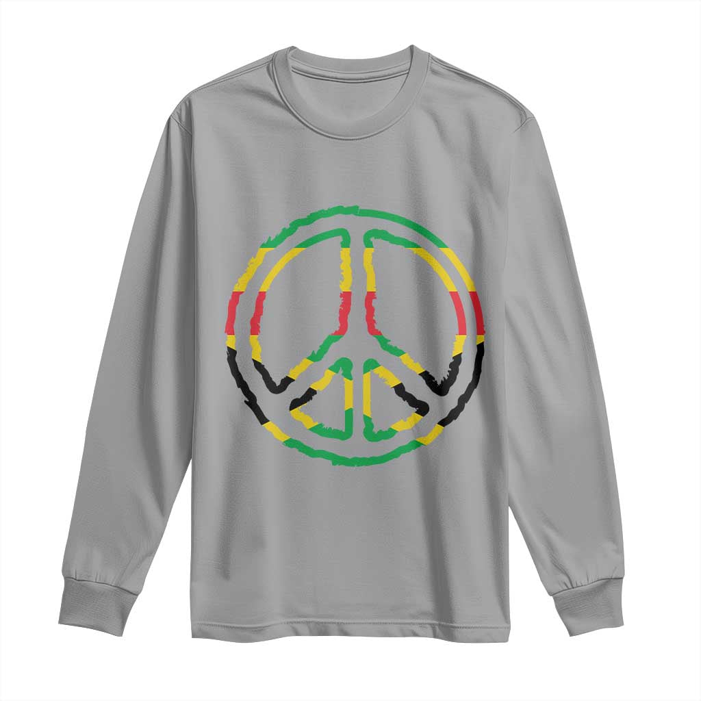 Rasta Jamaican Flag Peace Symbol Reggae Long Sleeve Shirt TS11 Sport Gray Print Your Wear