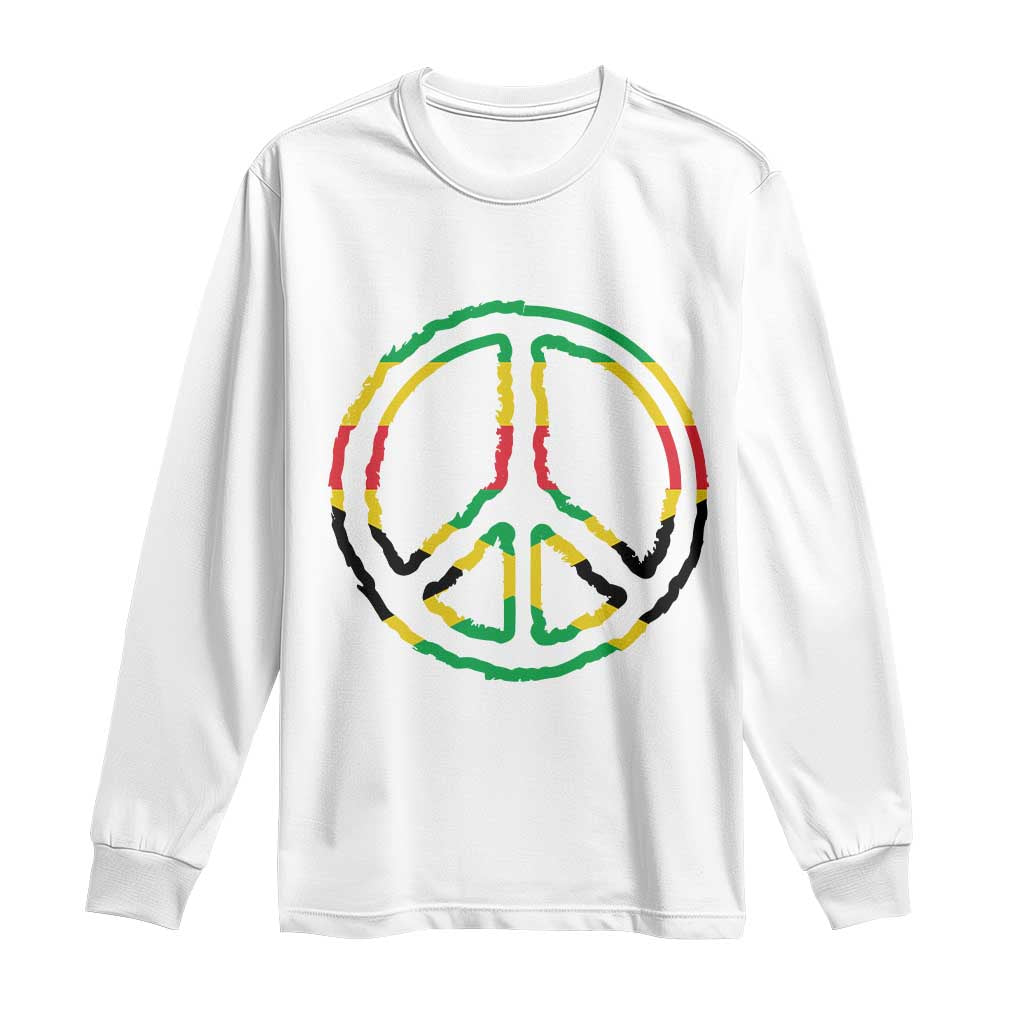 Rasta Jamaican Flag Peace Symbol Reggae Long Sleeve Shirt TS11 White Print Your Wear