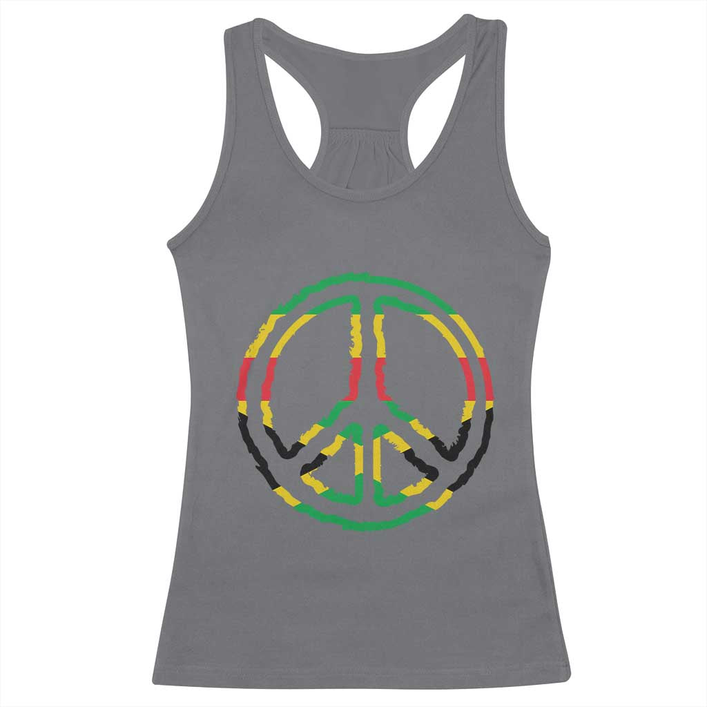 Rasta Jamaican Flag Peace Symbol Reggae Racerback Tank Top TS11 Charcoal Print Your Wear