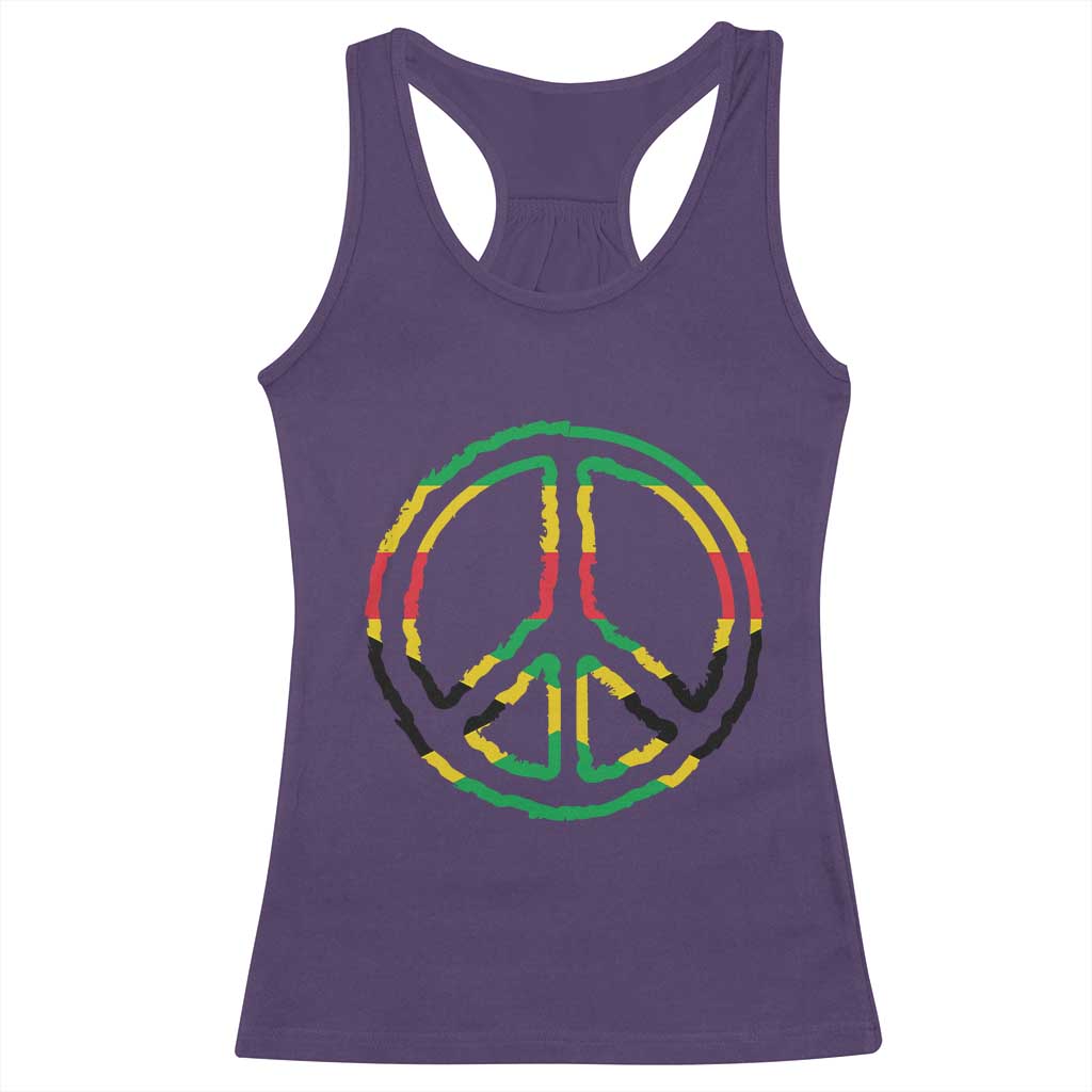 Rasta Jamaican Flag Peace Symbol Reggae Racerback Tank Top TS11 Purple Print Your Wear