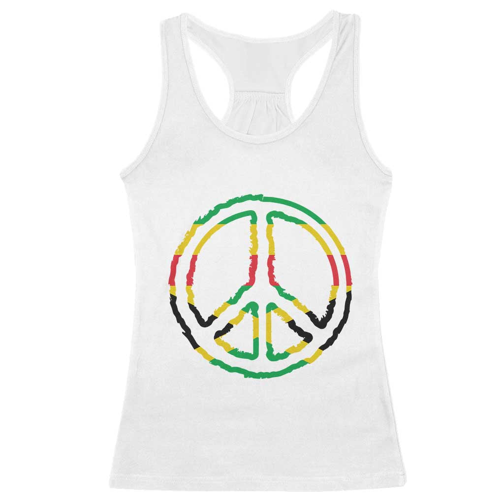 Rasta Jamaican Flag Peace Symbol Reggae Racerback Tank Top TS11 White Print Your Wear