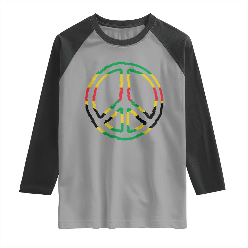 Rasta Jamaican Flag Peace Symbol Reggae Raglan Shirt TS11 Sport Gray Black Print Your Wear