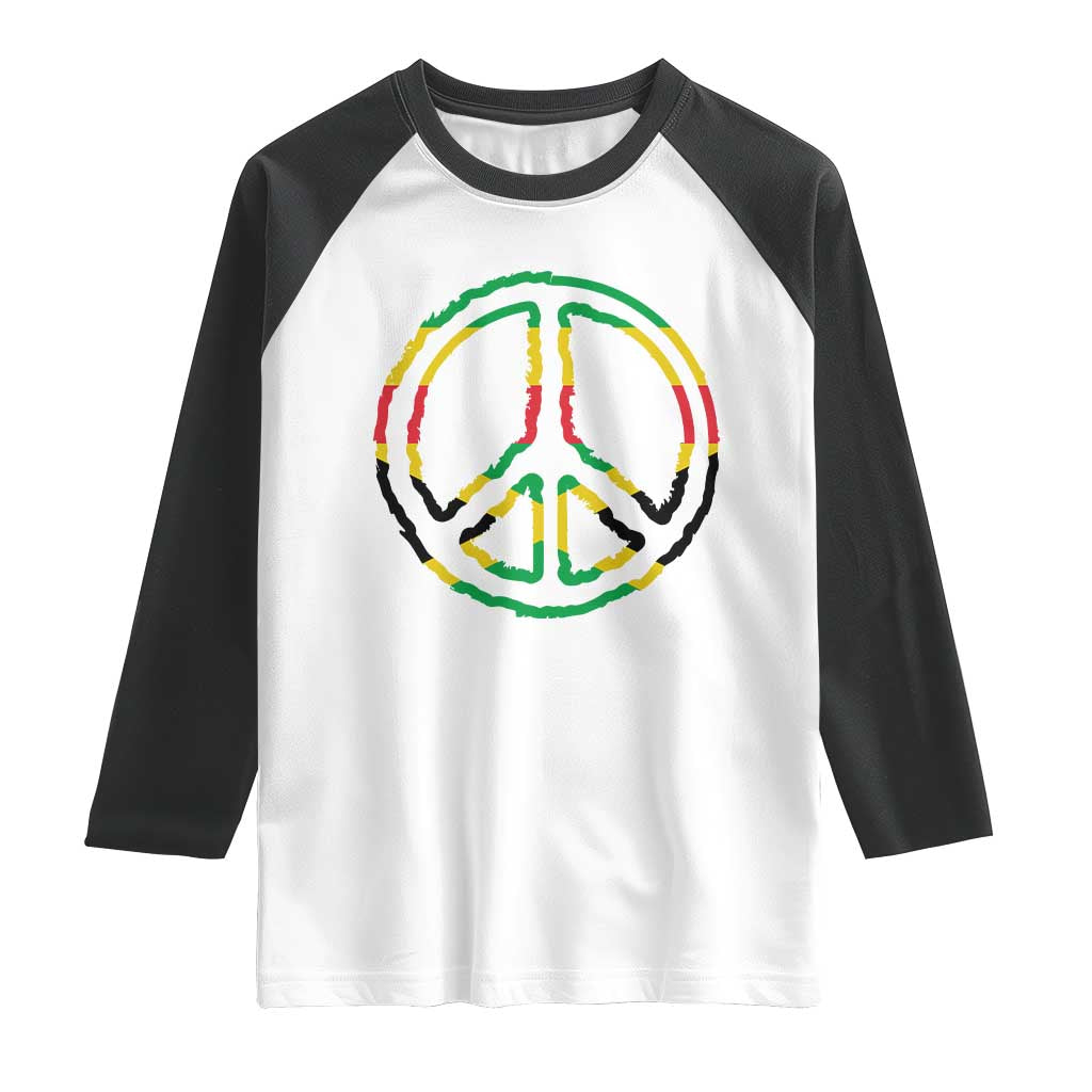 Rasta Jamaican Flag Peace Symbol Reggae Raglan Shirt TS11 White Black Print Your Wear
