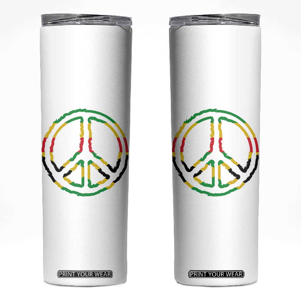 Rasta Jamaican Flag Peace Symbol Reggae Skinny Tumbler TS11 White Print Your Wear
