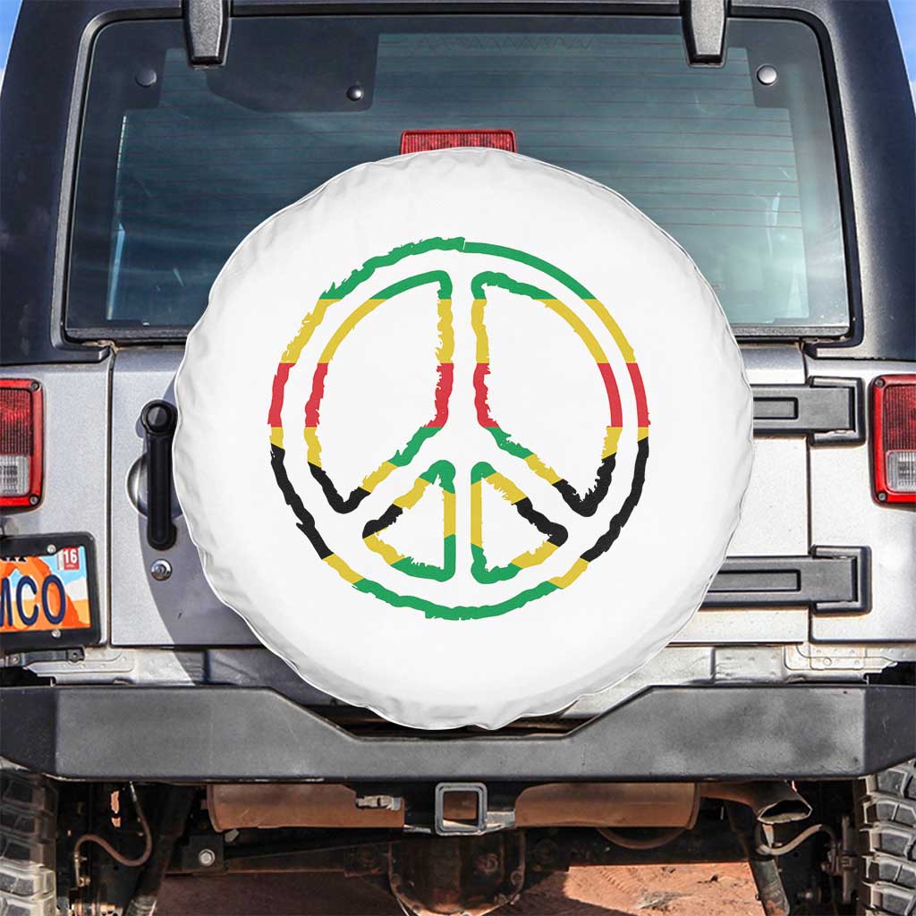 Rasta Jamaican Flag Peace Symbol Reggae Spare Tire Cover TS11 No hole White Print Your Wear