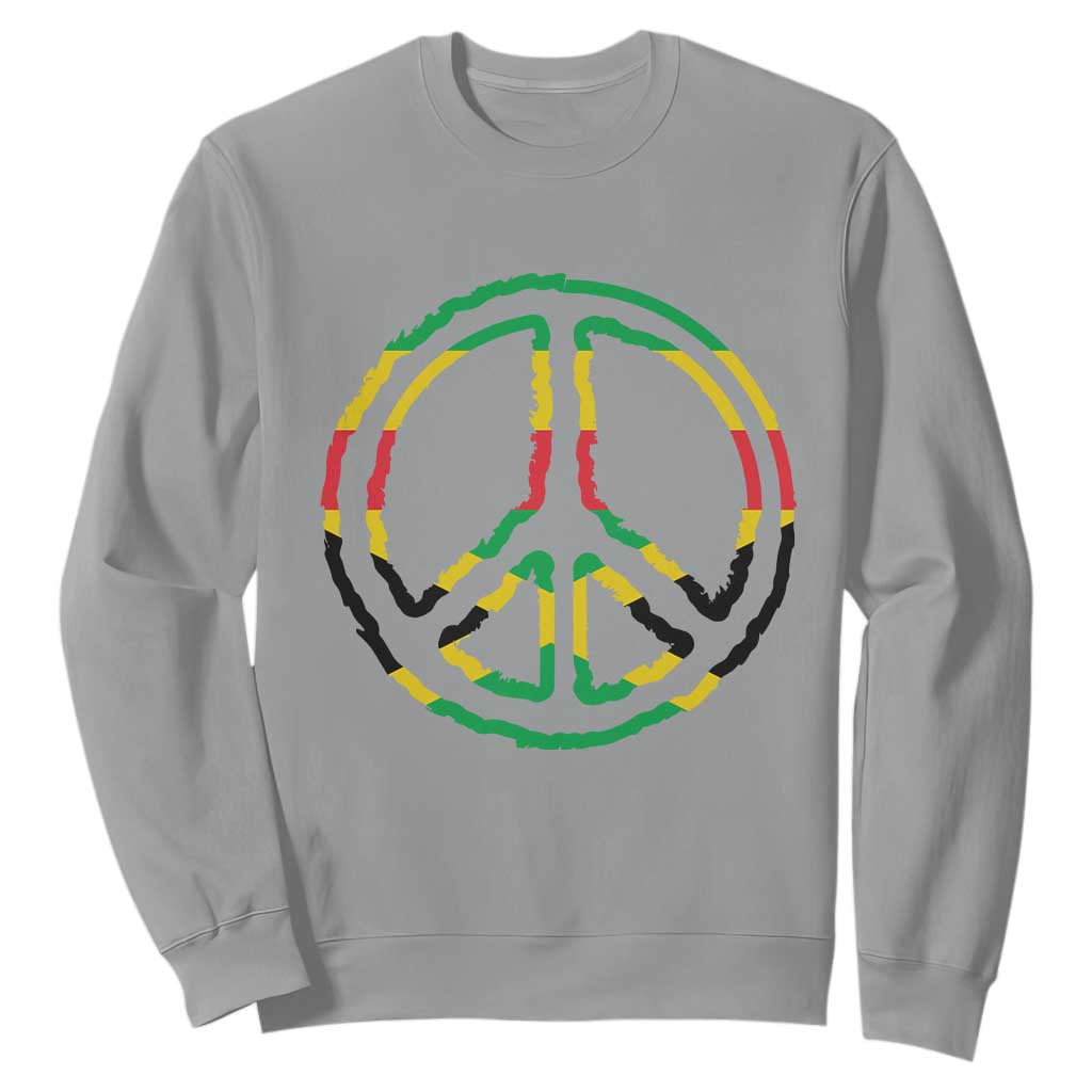 Rasta Jamaican Flag Peace Symbol Reggae Sweatshirt TS11 Sport Gray Print Your Wear