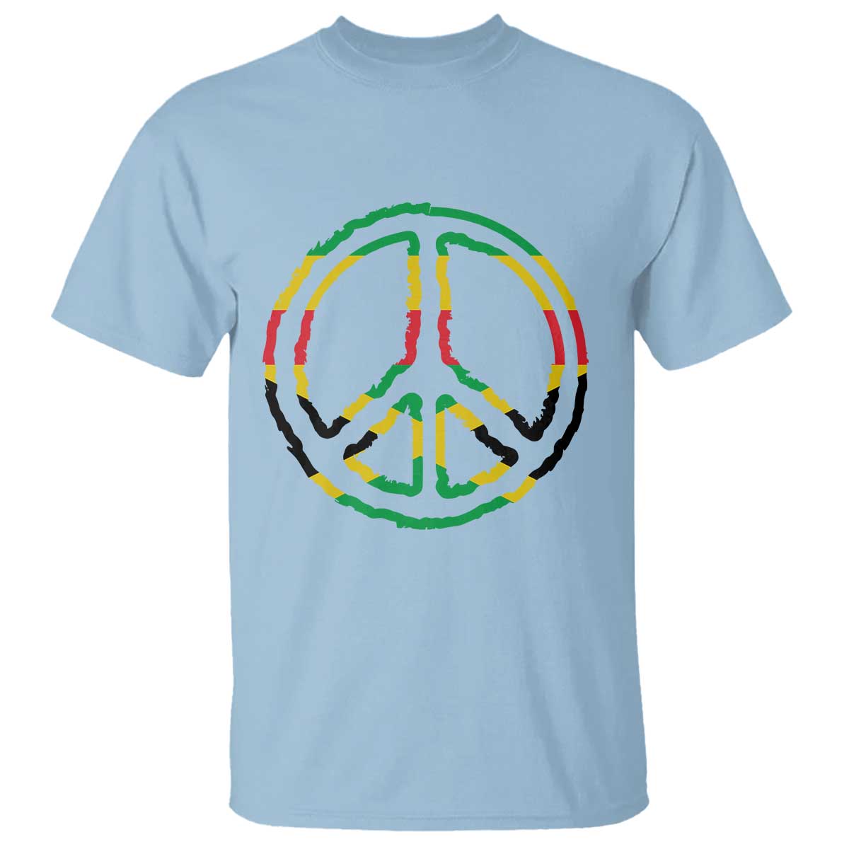 Rasta Jamaican Flag Peace Symbol Reggae T Shirt TS11 Light Blue Print Your Wear