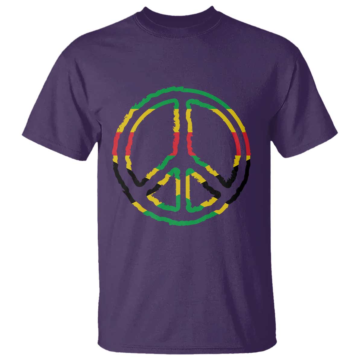 Rasta Jamaican Flag Peace Symbol Reggae T Shirt TS11 Purple Print Your Wear