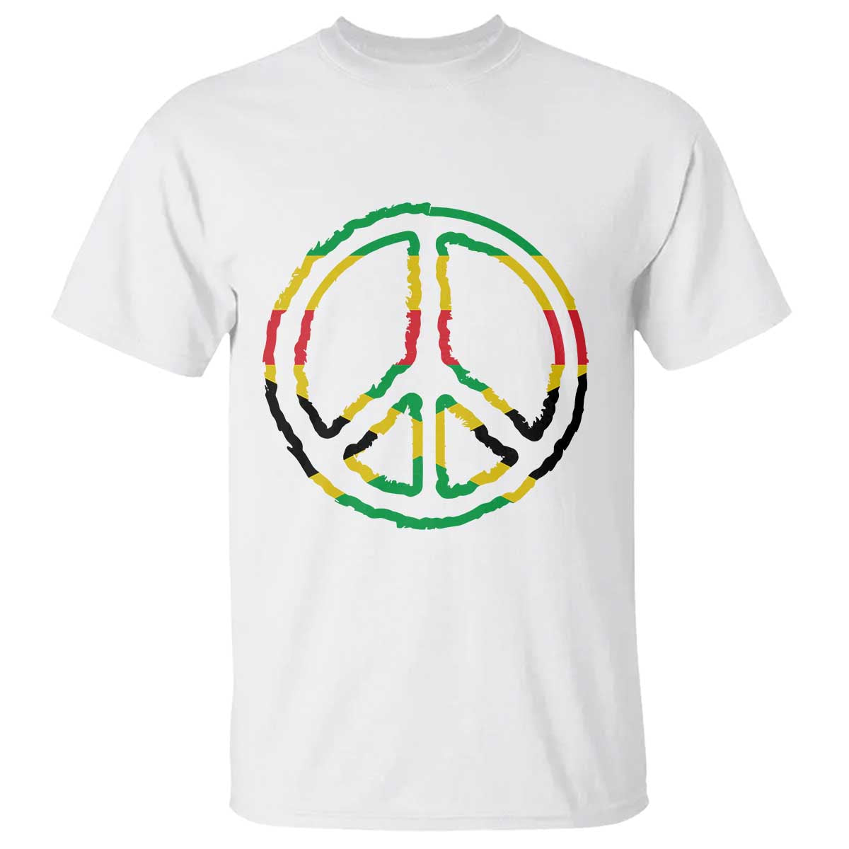 Rasta Jamaican Flag Peace Symbol Reggae T Shirt TS11 White Print Your Wear
