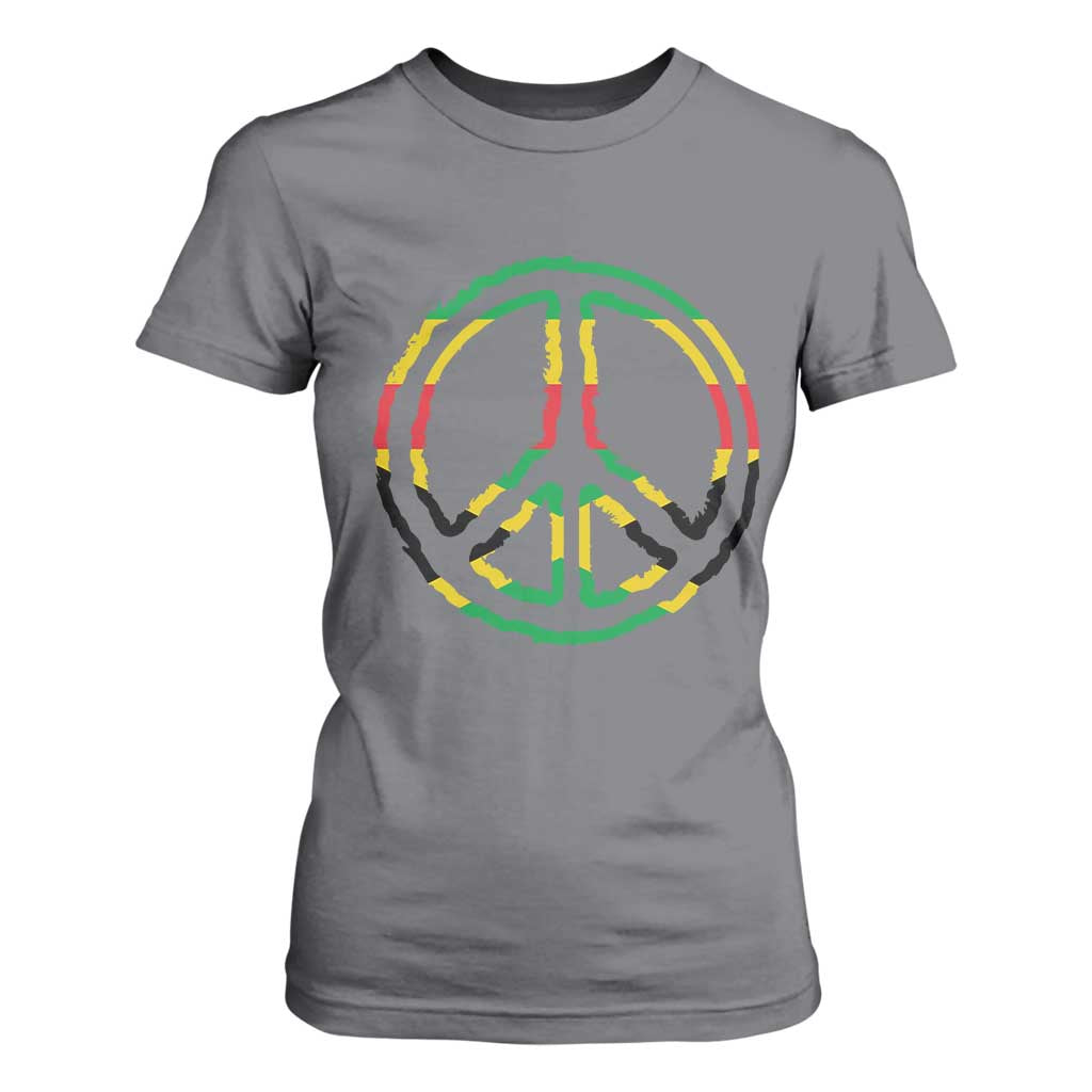 Rasta Jamaican Flag Peace Symbol Reggae T Shirt For Women TS11 Charcoal Print Your Wear