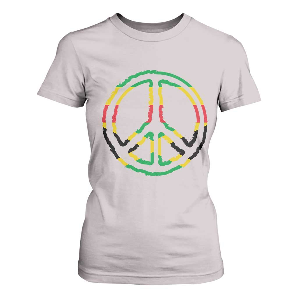 Rasta Jamaican Flag Peace Symbol Reggae T Shirt For Women TS11 Ice Gray Print Your Wear
