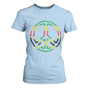 Rasta Jamaican Flag Peace Symbol Reggae T Shirt For Women TS11 Light Blue Print Your Wear