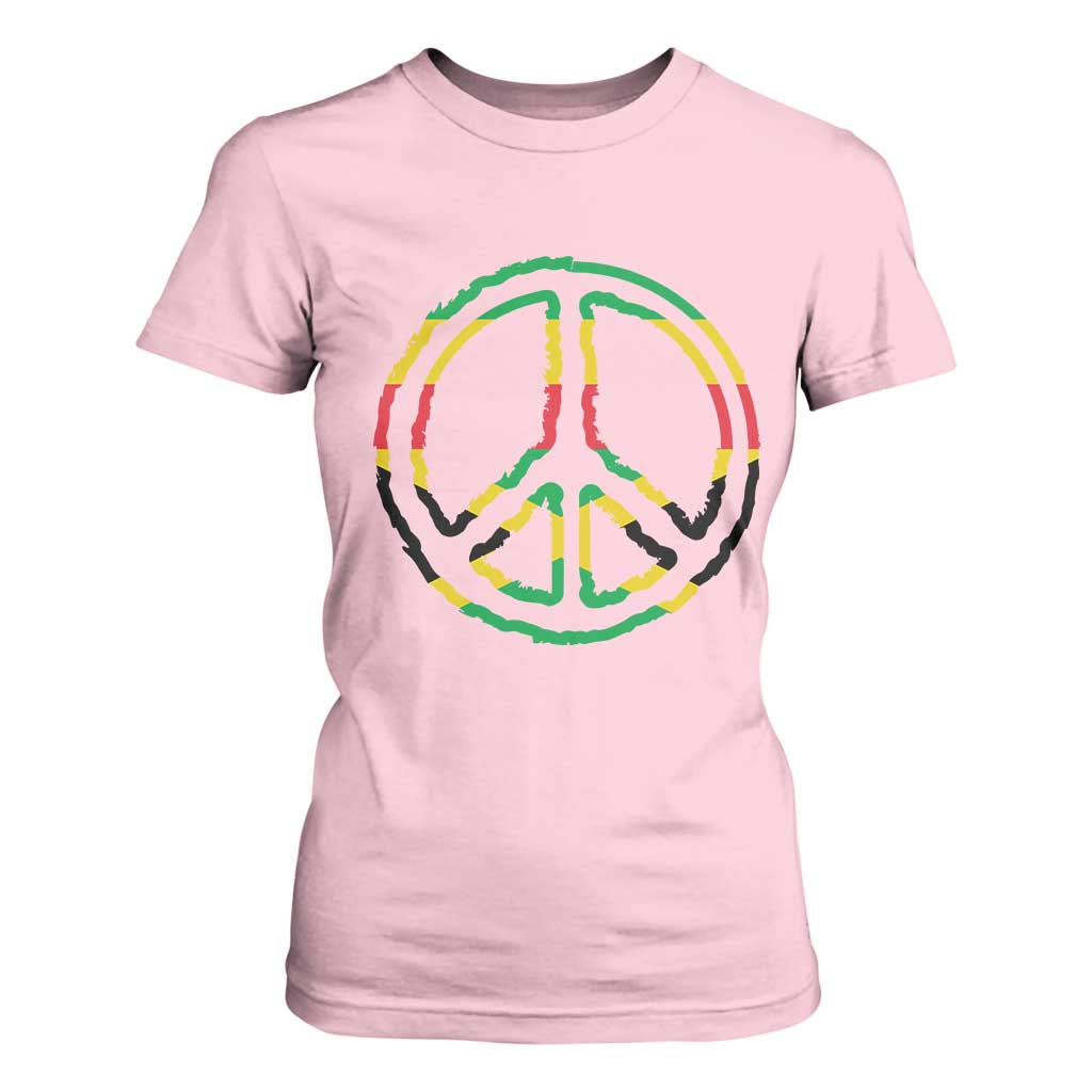 Rasta Jamaican Flag Peace Symbol Reggae T Shirt For Women TS11 Light Pink Print Your Wear