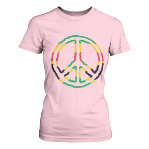 Rasta Jamaican Flag Peace Symbol Reggae T Shirt For Women TS11 Light Pink Print Your Wear