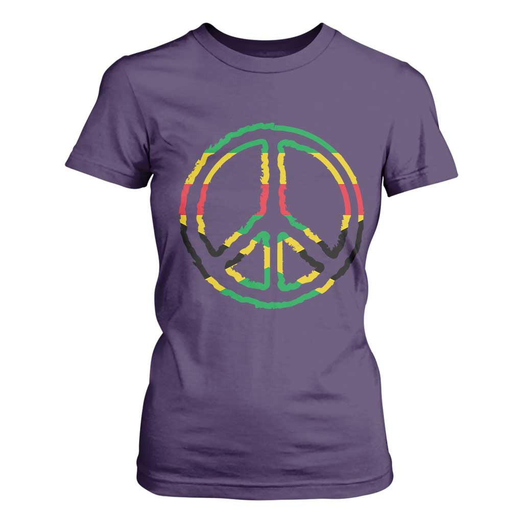 Rasta Jamaican Flag Peace Symbol Reggae T Shirt For Women TS11 Purple Print Your Wear